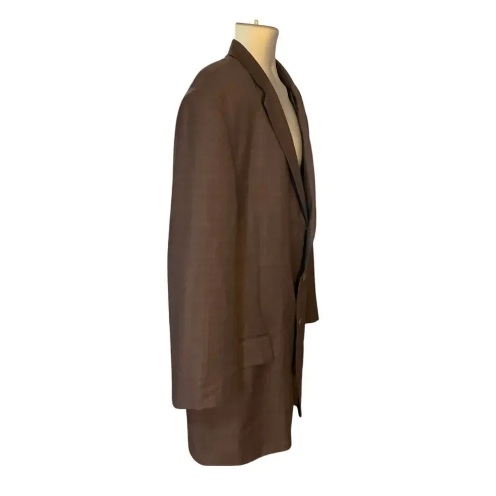 Vinci Men’s Brown Plaid Check Blazer Sport Coat 52R Three Button